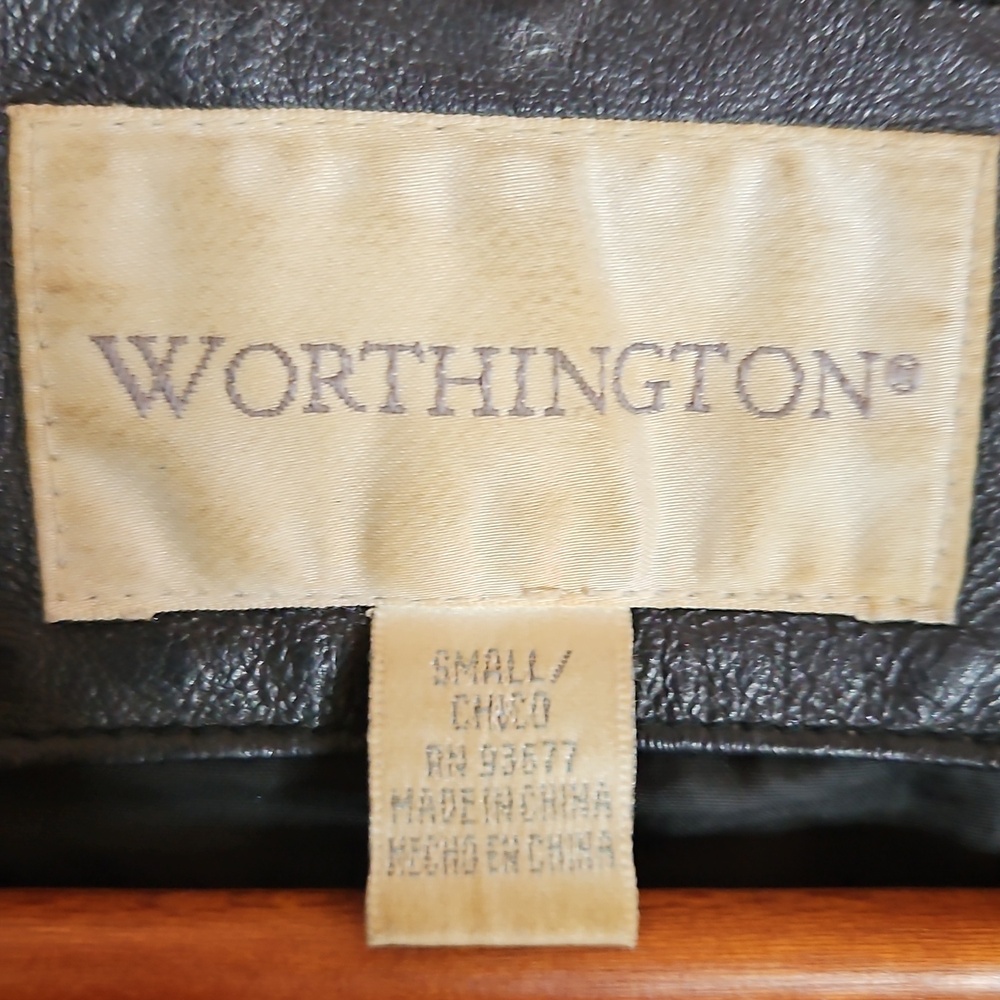 Worthington Vintage Black Leather Jacket Womens Small Tie Waist Grunge 90s Cyber - Picture 7 of 11